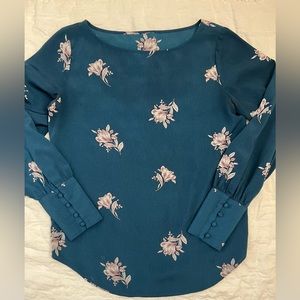 Ann Taylor blue floral blouse, size S